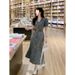 Hong Kong Style Design Denim Short Sleeved Dress For Women In The Summer Of , Thin High Waisted Letter Skirt, Medium_mkmklike.com