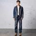 Men's Retro Distressed Wide Leg Straight Leg Jeans Mid Waist Slight Stretch Long Length Street Style Patches_mkmklike.com