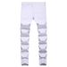 Men's White Splatter Paint Jeans | Slim Fit Stretch Denim With Artistic Detail And Breathable & Stretchy_mkmklike.com