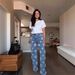 Women's Embroidered Pearl & Cutout Wide-Leg Jeans – Stretchy, Trendy & Comfortable, Boho Chic Denim Pants_mkmklike.com
