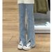 Plus-size High-waisted Slit Straight-leg Jeans For Plus-size Women, New Spring 2025 Loose Wide-leg Floor-length Pants_mkmklike.com