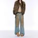 American Y2K Retro Distressed Loose Wide-leg Jeans For Women, Straight-leg Long Pants, Vintage Blue_mkmklike.com
