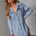 Oversized Denim Shacket For Women – Vintage Washed Polo Collar Coat (S-XL, Classic Blue, Streetwear Staple)_mkmklike.com