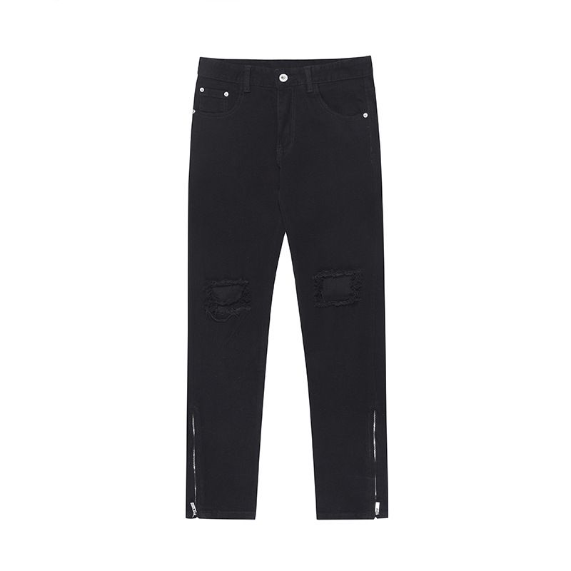 Men's Clothing High Street Zipper Flared Black Jeans Ins Trendy Vibe Style Straight Long Pants_mkmklike.com