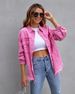 Women's Sweet & Edgy Denim Jacket – Oversized Distressed Washed Coat With Turn-Down Collar, Summer Long Sleeve (15 Colors)_mkmklike.com