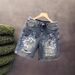 Men's Clothing Painted Graffiti Denim Shorts Men's Heavyweight Trend Handsome Scratched Hole Washed Shorts Men_mkmklike.com