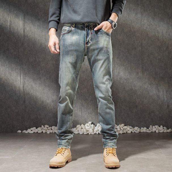 Classic Men's High End Jeans Stretch Straight Leg Casual Versatile Simple Long Pants Korean Trendy Brand New Spring Style_mkmklike.com