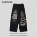 Men's Clothing American Retro Street Washed Ripped Jeans For Men And Women Ins Trendy Loose Slimming Straight Wide Leg Casual Trousers_mkmklike.com