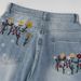 Design Sense Small Floral Embroidery Washed Denim Straight Long Pants Men's Vintage Punk Niche Personality Casual Wide_mkmklike.com