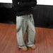 Unisex Distressed Denim Jeans - Loose Straight Leg Workwear Pants With Vintage Grunge Style_mkmklike.com