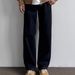 Men's Classic Washed Straight-Leg Jeans – Relaxed Fit, Cleanfit Aesthetic, Vintage Blue Denim For Casual Wear_mkmklike.com
