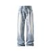 Cleanfit Street Retro Light-colored Jeans For Men, Spring And Autumn Trendy Brand, Loose Fit, Large Size, Casual_mkmklike.com