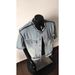Men's & Women's Denim Shirt Jacket With Shoulder Pads – Vintage Raw Hem, Workwear Casual Short Sleeve Shirt For Summer_mkmklike.com
