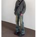 Nordmann American High Street Vibe Flared Jeans For Men Retro Washed Vintage Loose Straight Slimming Casual Pants_mkmklike.com