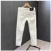 Men's Clothing White Trousers Stylish And Versatile Slim Fit White Jeans Straight Leg Casual Denim Pants With Stretch Comfortable For Daily Wear_mkmklike.com