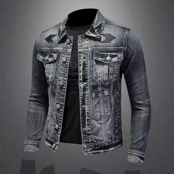 Men's Clothing Casual High Street Retro Denim Jacket Motorcycle Embroidery Fashion All Match Trendy Handsome Workwear Jacket_mkmklike.com