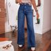 Women's Clothing New Dark Blue High Waist Wide Leg Jeans Women's Fashion Retro Straight Pants_mkmklike.com