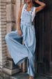 Women Spring Summer Jumpsuit Pocket Sleeveless Solid Color High Waist Wide Leg Pants Casual Fashion Comfortable Regular Standard_mkmklike.com