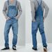 Men's Casual Denim Overalls Workwear Jeans Straight Leg Washed Light Blue Stretch Cotton Comfortable Trendy_mkmklike.com