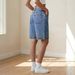 Women's Stretch Denim Bermuda Shorts - Mid Rise, Relaxed Fit, Vintage Style, Comfortable & Breathable For Summer_mkmklike.com