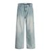 Punk Washed Jeans For Men, Distressed Loose Wide-Leg Pants, Light Color Straight-Leg Dad Pants_mkmklike.com