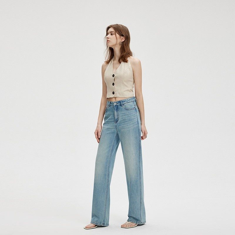 Narrow-fit Straight-leg High-end Jeans With Slightly Elastic, Non-deformable Fabric, Thick Fleece Composite For Warmth,_mkmklike.com