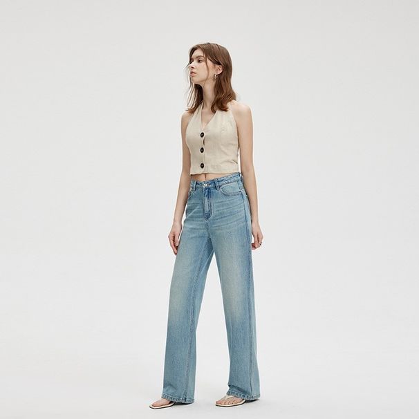 Narrow-fit Straight-leg High-end Jeans With Slightly Elastic, Non-deformable Fabric, Thick Fleece Composite For Warmth,_mkmklike.com