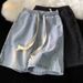 American-style Workwear Denim For Men, Summer Thin Trendy Mid-length Pants, Loose Fit Plus-size Men's Shorts_mkmklike.com