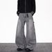 Men's Distressed Washed Denim Jeans - Vintage Relaxed Fit Wide Leg Baggy Pants With Frayed Hem For Casual Streetwear_mkmklike.com