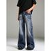 Men's Spring/Autumn Flared Jeans, Washed, Versatile, Casual, Trendy, Cool, Retro, Floor Length Pants For Students And Teenagers_mkmklike.com