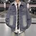 American Washed Denim For Men In Spring, New Trendy Brand High Street Couple Loose Casual Versatile Jacket_mkmklike.com