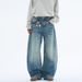 Men's Retro Washed Whisker Texture Curved Jeans American Style Unisex Baggy Wide Leg Trousers_mkmklike.com