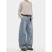 Japanese Retro Washed Denim Jeans For Men & Women - Loose Straight Leg Trousers With Deconstructed Wide Cuff & Pleated Design_mkmklike.com