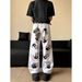 Palm Print Flared Jeans Men's Summer New Style Hiphop American Street Style Hip Hop Loose Slim Long Pants_mkmklike.com