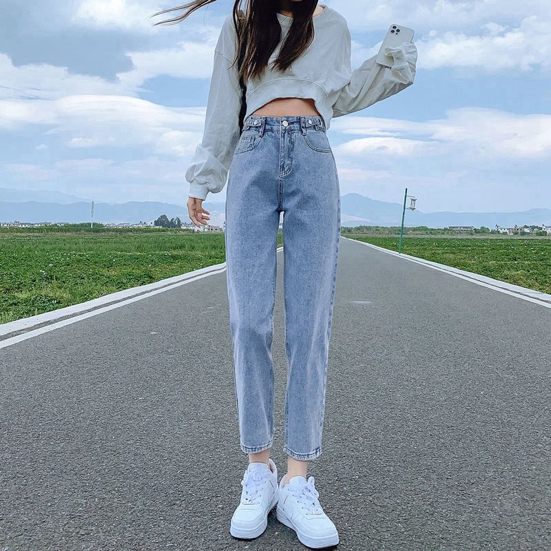High-Waisted Adjustable Skinny Jeans For Women Trendy Korean Style Straight Leg Crop Pants Carrot Harem Pants For Summer_mkmklike.com