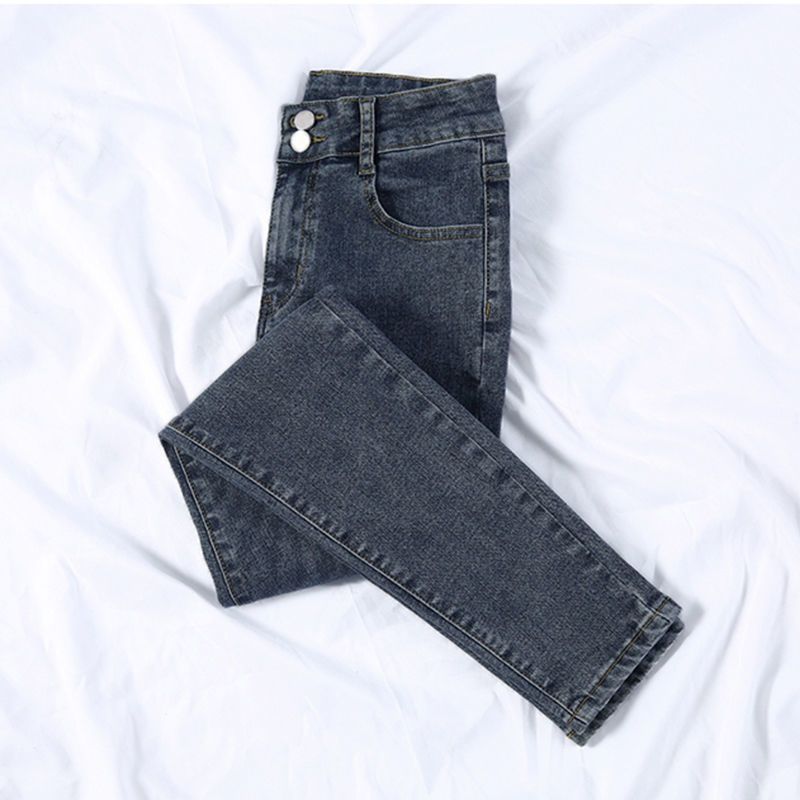 Women's High-Waisted Stretch Skinny Jeans - Slimming Ankle-Length Denim Pants (Size 26-32, Blue Gray/Vintage Blue/Black Gray/Black)_mkmklike.com