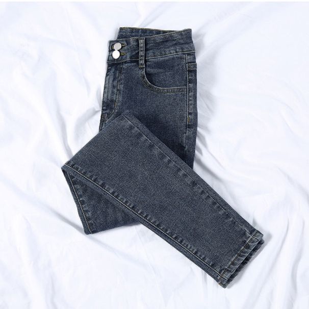Women's High-Waisted Stretch Skinny Jeans - Slimming Ankle-Length Denim Pants (Size 26-32, Blue Gray/Vintage Blue/Black Gray/Black)_mkmklike.com