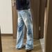 Men's Light Blue Heavy Washed Jeans – Loose Slim Straight Fit, American High Street Style_mkmklike.com