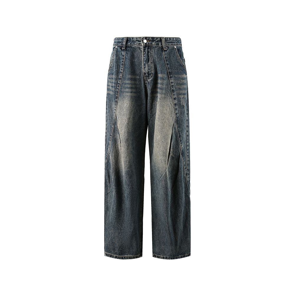 CATTEE Men's Vintage Washed Straight-Leg Jeans Relaxed Fit Classic American Style Denim Pants Black And Blue M to XXL_mkmklike.com