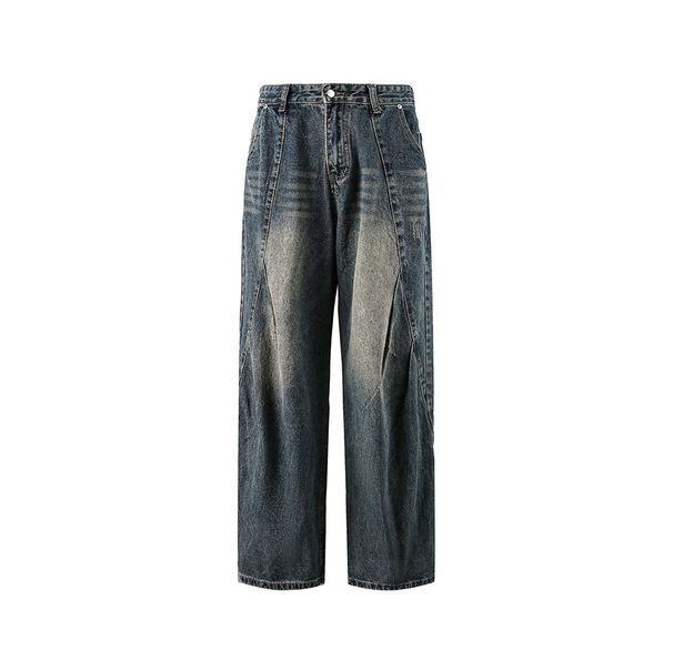 CATTEE Men's Vintage Washed Straight-Leg Jeans Relaxed Fit Classic American Style Denim Pants Black And Blue M to XXL_mkmklike.com