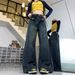 Plus-size American Retro Jeans Women, Autumn High-waisted Straight Pear-shaped Body, Slimming Wide-leg Long Pants For_mkmklike.com