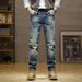 New Retro Heavyweight Denim Jeans for Young Men Straight Leg Comfortable Pants American Style Trendy Brand 2024_mkmklike.com
