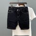 Men's Washed Denim Shorts – Mid-Thigh Casual Cotton Stretch Cargo Shorts (White/Black, 28-36, 65% Cotton, Relaxed Fit)_mkmklike.com