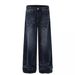 Men's American Retro Washed Denim Jeans Casual Loose Fitting Wide Leg Straight Leg Slightly Flared Style_mkmklike.com