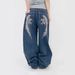 Women's Y2K Straight Leg Denim Jeans Loose Fit Printed Floor Length Trousers Sexy Style Fashion_mkmklike.com