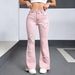K Jeans, Women's Versatile Flared Trimming, Fashionable And Casual Heart-shaped Perforated Flared Pants_mkmklike.com
