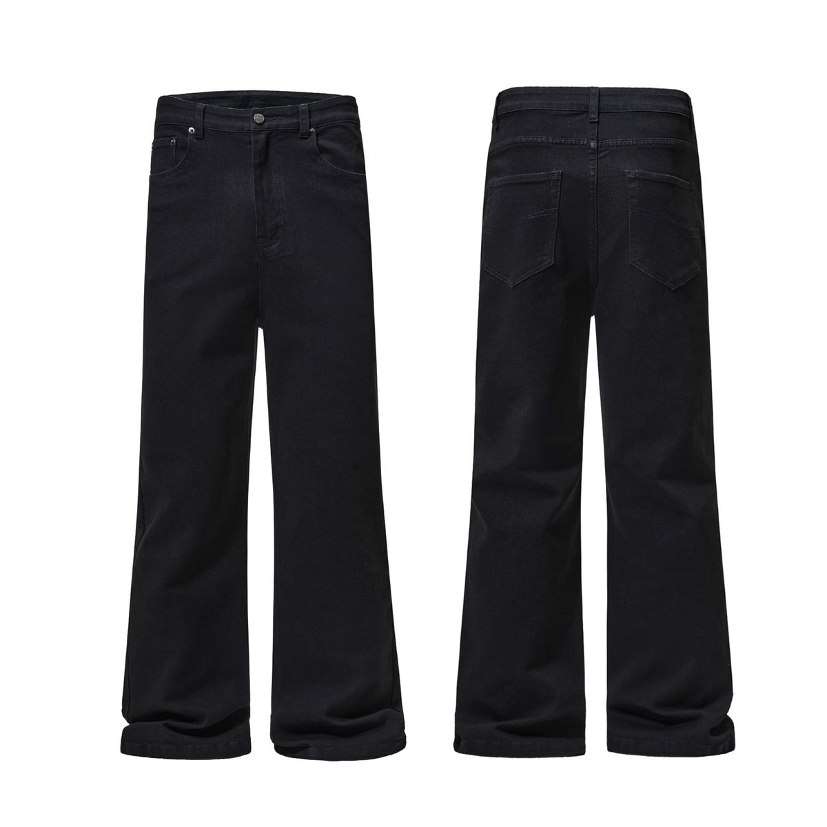 High Street Stretch Flare Jeans – Slim Fit Bootcut Denim Pants With Vintage Wash (Black)_mkmklike.com
