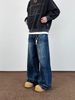 Men's American Vintage Washed Denim Jeans, Streetwear Relaxed Fit Distressed Baggy Drag Pants_mkmklike.com