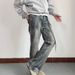 Men's Loose Straight Leg Trendy All Match Trousers Trendy Brand Paint Splash Ink Large Size Straight Jeans_mkmklike.com