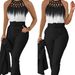Women's Clothing autumn and summer temperament commuting print cross strap gradient top + solid color slim pants two piece set_mkmklike.com